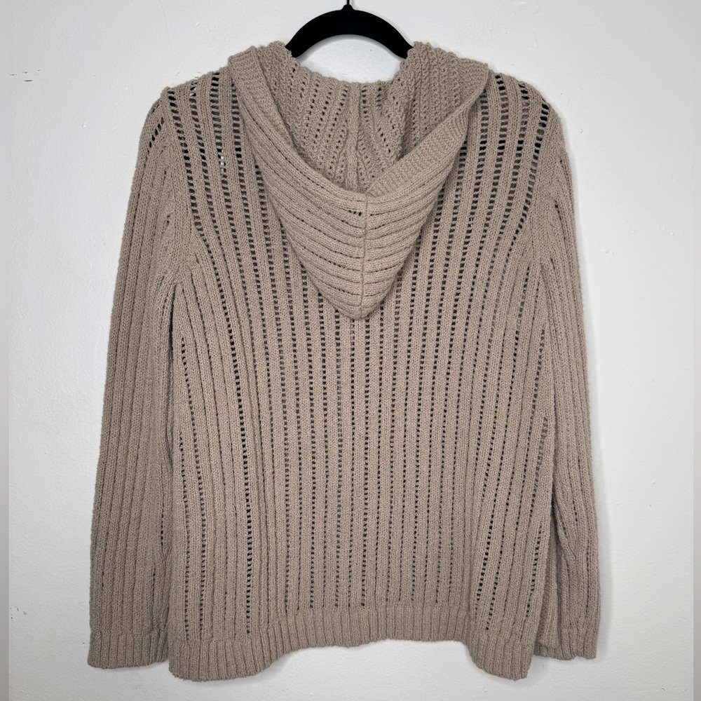 J. Jill womens L chucky knit hooded one button neutral cardigan whimsical fairy - Picture 3 of 6